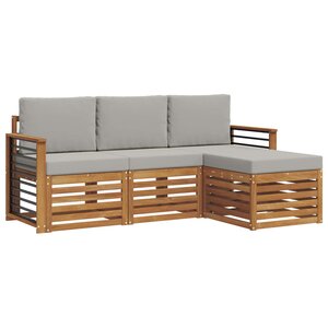 vidaXL Ensemble de canapés d'extérieur 4 pc Gris Naturel et Clair