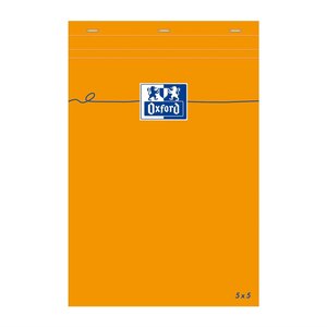 Bloc-notes A5 Quadrillé 5x5 80 feuilles 80g Couv Orange OXFORD