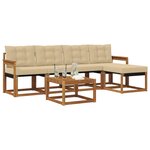 vidaXL Ensemble de canapés d'extérieur 6 pc Naturel et Beige