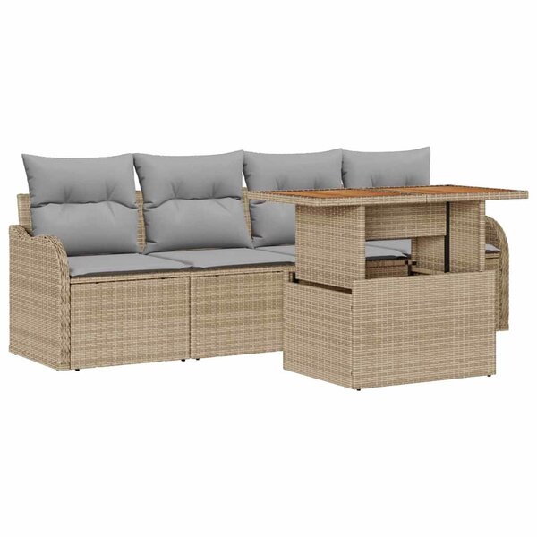 vidaXL Ensemble de canapé de jardin 5 Pièces Beige et Gris clair
