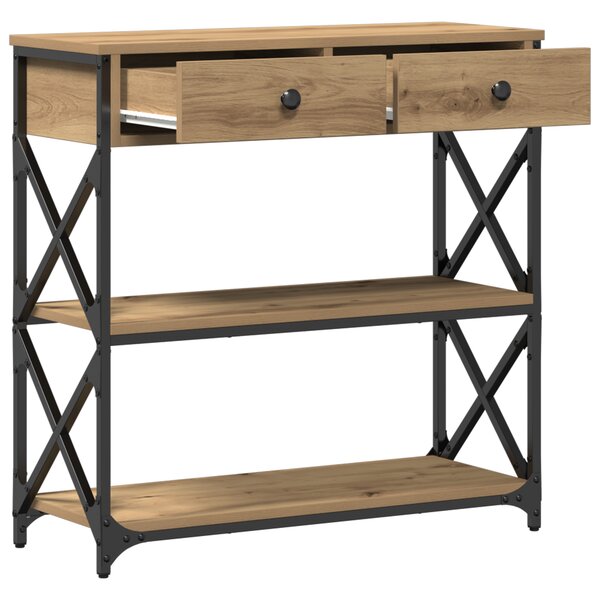 Table basse vidaXL Artisan en chêne 75x28x75 cm en bois d'ingénierie et acier
