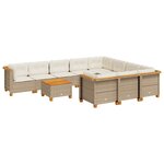 vidaXL Salon de jardin 11 Pièces avec coussins beige résine tressée
