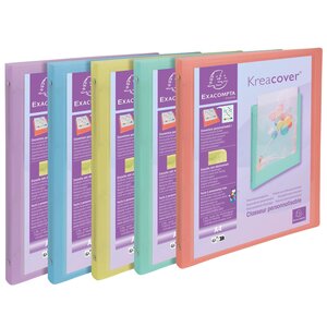 Classeur 4 Anneaux 15mm Polypropylène Kreacover Pastel - A4 - Couleurs Assorties - X 20 - Exacompta