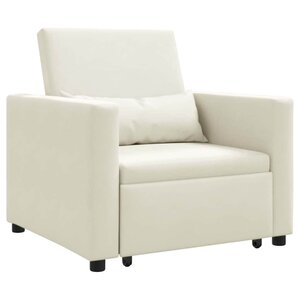 vidaXL Canapé-lit escamotable simple Crème 90 x 165 x 87 cm Velours