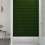 vidaXL Panneaux muraux 12 Pièces Vert foncé 60x15 cm Velours 1 08 m²