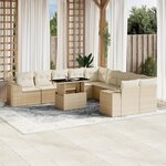 vidaXL Salon de jardin 11 Pièces avec coussins beige résine tressée