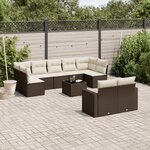 vidaXL Salon de jardin 10 Pièces avec coussins marron résine tressée