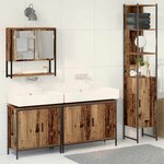 vidaXL Ensemble de mobilier de salle de bain avec porte 4 Pièces Marron