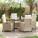 vidaXL Ensemble de salle à manger de jardin 5 pièces avec coussins - Rattan poly beige.