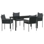 vidaXL Ensemble de salle à manger pour jardin 5 Pièces Noir Poly rotin