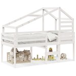 vidaXL Lit haut avec toit blanc 90x200 cm bois de pin massif