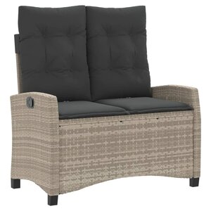 vidaXL Banc inclinable de jardin et coussins gris clair résine tressée