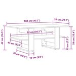 vidaXL Table basse chêne artisanal 102x55x42 cm bois d'ingénierie