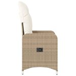 vidaXL Chaises inclinables de jardin lot de 2 et coussins beige rotin