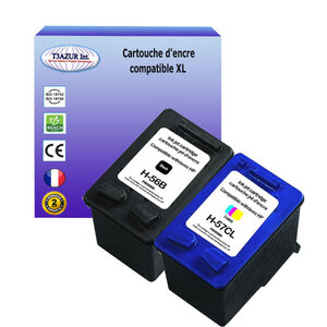 1+1 Cartouches compatibles avec HP Psc 2420, 2425, 2500, 2510 remplace HP 56, HP 57 - (Noire+Couleur) - T3AZUR