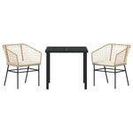 vidaXL Ensemble de salle à manger pour jardin 3 Pièces Marron polyrotin