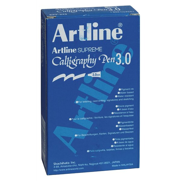 Marqueur 'calligraphy pen' pointe 3 mm coloris noir x 12 artline