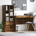 vidaXL Bureau avec tiroir 2 Pièces Chêne fumé