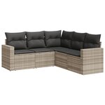 vidaXL Salon de jardin 5 Pièces avec coussins gris clair résine tressée