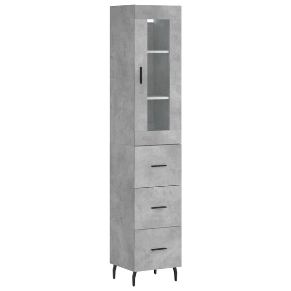 vidaXL Buffet haut Gris béton 34 5x34x180 cm Bois d'ingénierie