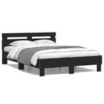 vidaXL Cadre de lit avec LED sans matelas noir 120x190 cm