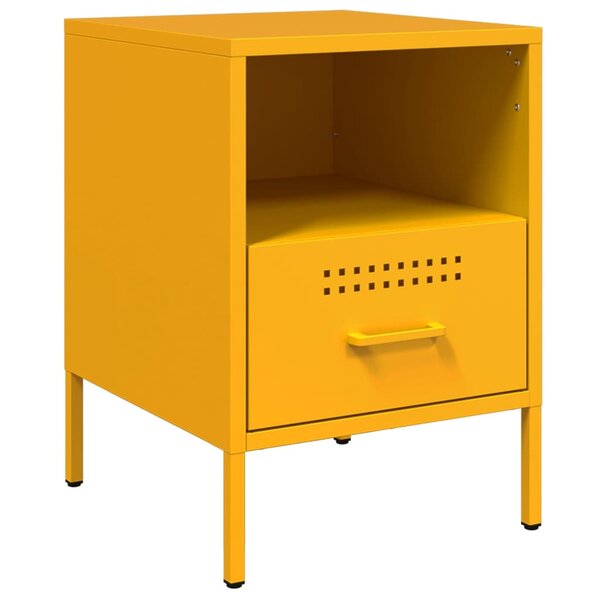 vidaXL Table de chevet jaune moutarde 36x39x50 5 cm acier