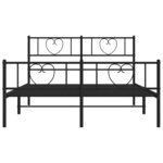 vidaXL Cadre de lit métal avec tête de lit/pied de lit noir 135x190 cm