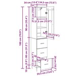 vidaXL Haut Armoire Chêne noir 34 5 x 34 x 180 cm Bois d'ingénierie