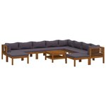 vidaXL Salon de jardin 11 Pièces avec coussin Bois d'acacia solide