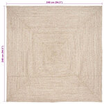 vidaXL Tapis de surface Carré Naturel et Blanc 240 x 240 cm Jute