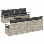 vidaXL Ensemble de Canapés avec coussin 7 Pièces Gris clair polyrotin