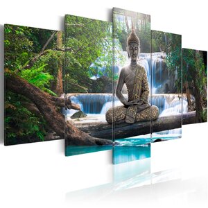 Tableau - buddha and waterfall l x h en cm 100x50