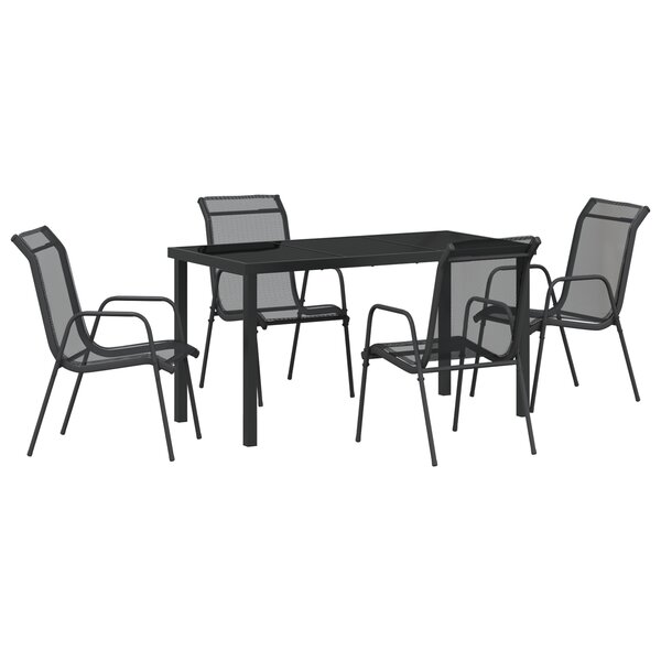 vidaXL Ensemble de repas de jardin 5 pièces Noir Textilène et Acier