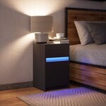 vidaXL Armoire de chevet avec lumières LED noir bois d'ingénierie