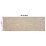 vidaXL Tapis Naturel et blanc 60 x 200 cm Jute