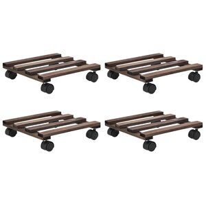 vidaXL Support roulant à plantes Bois de cèdre 4 Pièces 25 x 25 cm