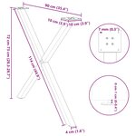 vidaXL Pieds de table à manger en forme de X  2 pièces  noir  90 x (72-73) cm  acier