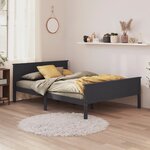 vidaXL Cadre de lit Gris Bois de pin massif 140x200 cm