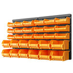 vidaXL Kit de bacs de stockage et panneaux muraux 32 Pièces Jaune et noir