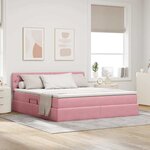 vidaXL Lit de Rangement avec tête de lit Rose 180 x 200 cm Velours