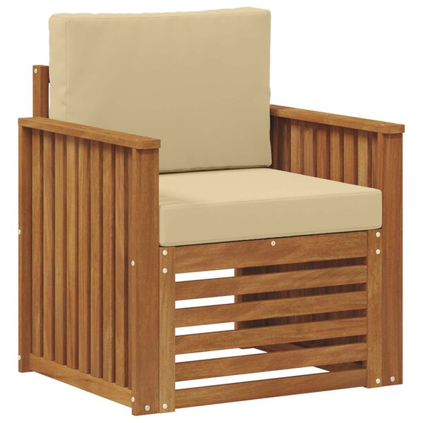vidaXL Canapé d’extérieur Bois d'acacia massif et polyester Naturel