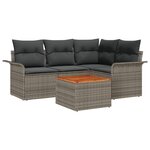 vidaXL Set de canapé de jardin en 5 pièces avec coussins gris poly rattan acacia