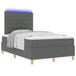 vidaXL Lit à ressort LED avec matelas Gris foncé 120 x 190 cm tissu