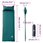 vidaXL Matelas de camping autogonflant avec oreiller 1 personne vert