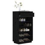 vidaXL Armoire à chaussures Noir 60x34x105 cm Bois de pin massif