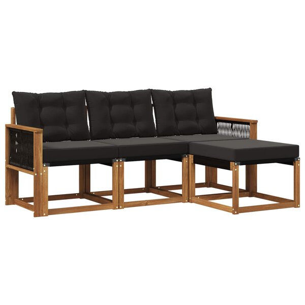 vidaXL Ensemble de canapés d'extérieur 4 pc Naturel et noir