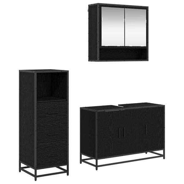 vidaXL Ensemble de mobilier de salle de bain 3 Pièces Chêne noir