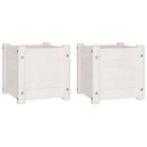 vidaXL Jardinières 2 Pièces Blanc 31x31x31 cm Bois de pin massif