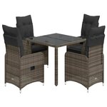 vidaXL Ensemble de bistro de jardin 5 Pièces coussins gris poly rotin