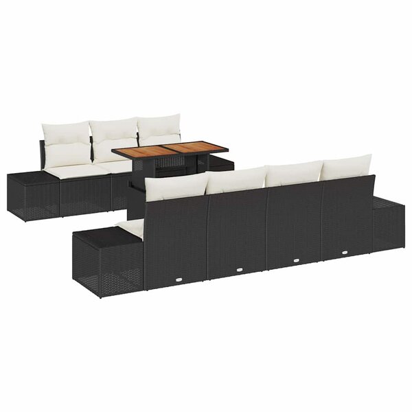 vidaXL Ensemble de canapé de jardin 8 Pièces Noir Poly rotin